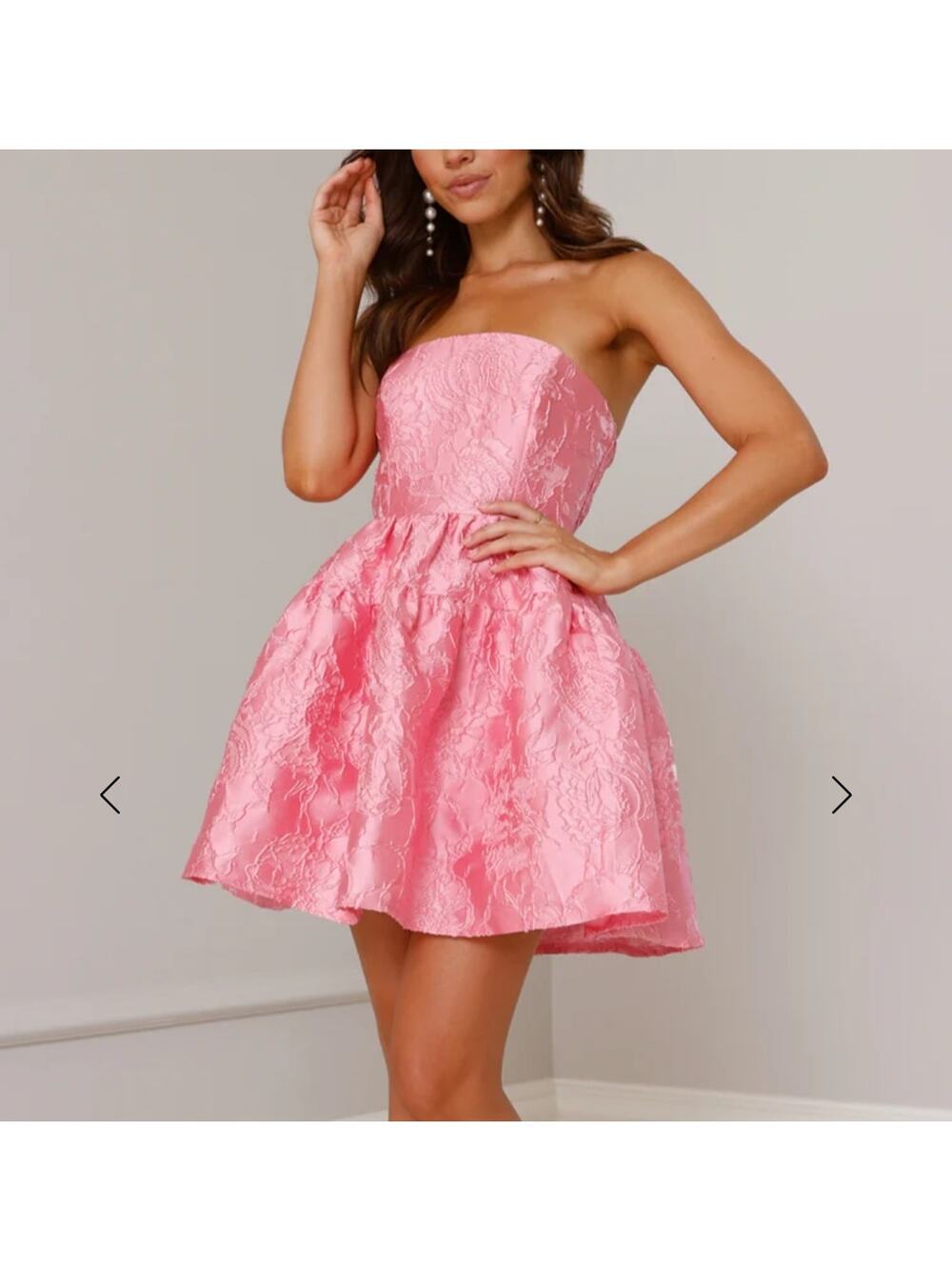 Hello Molly Silhouette of Dreams Dress Size 10 XL Strapless Mini Pink Bubble